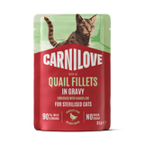 Carnilove Quail with Dandelion In Gravy Adult Wet Cat Food Pouches – 24 x 85g