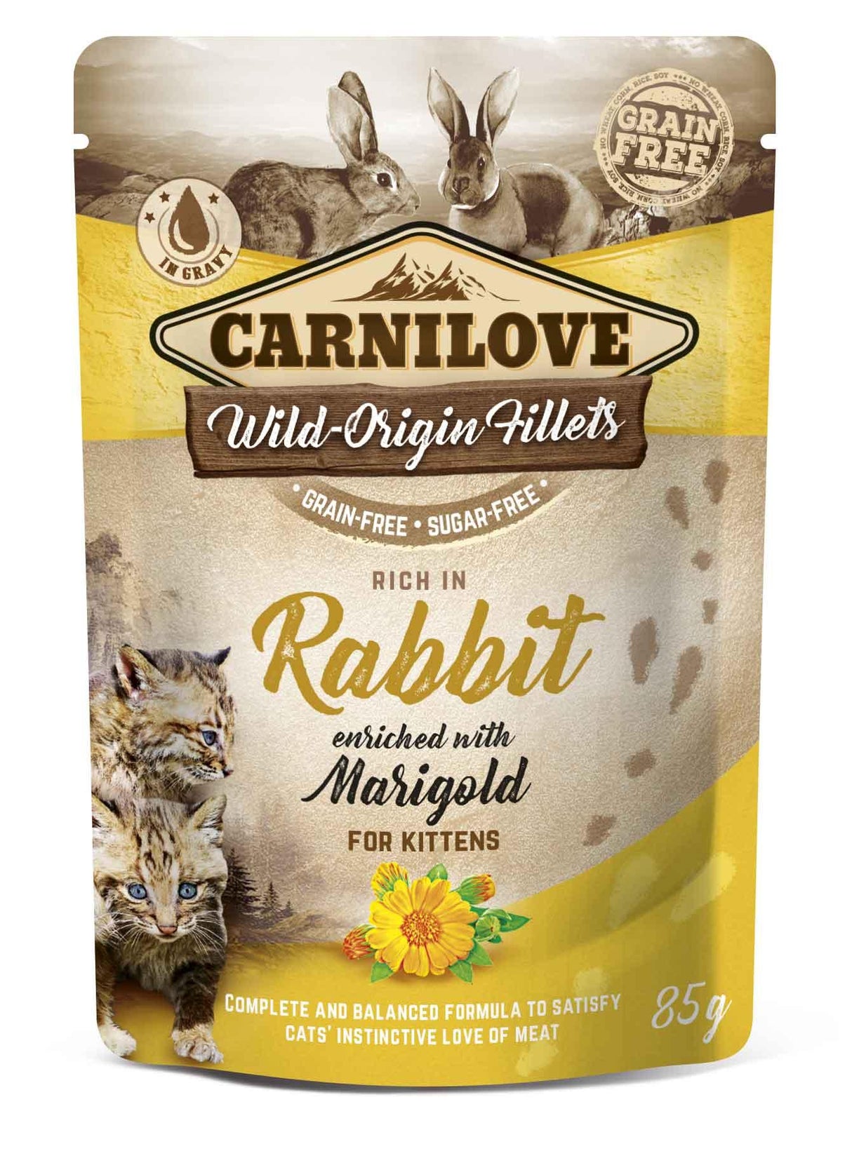 Carnilove Rabbit with Marigold Wet Cat Food Pouches - 24 x 85g