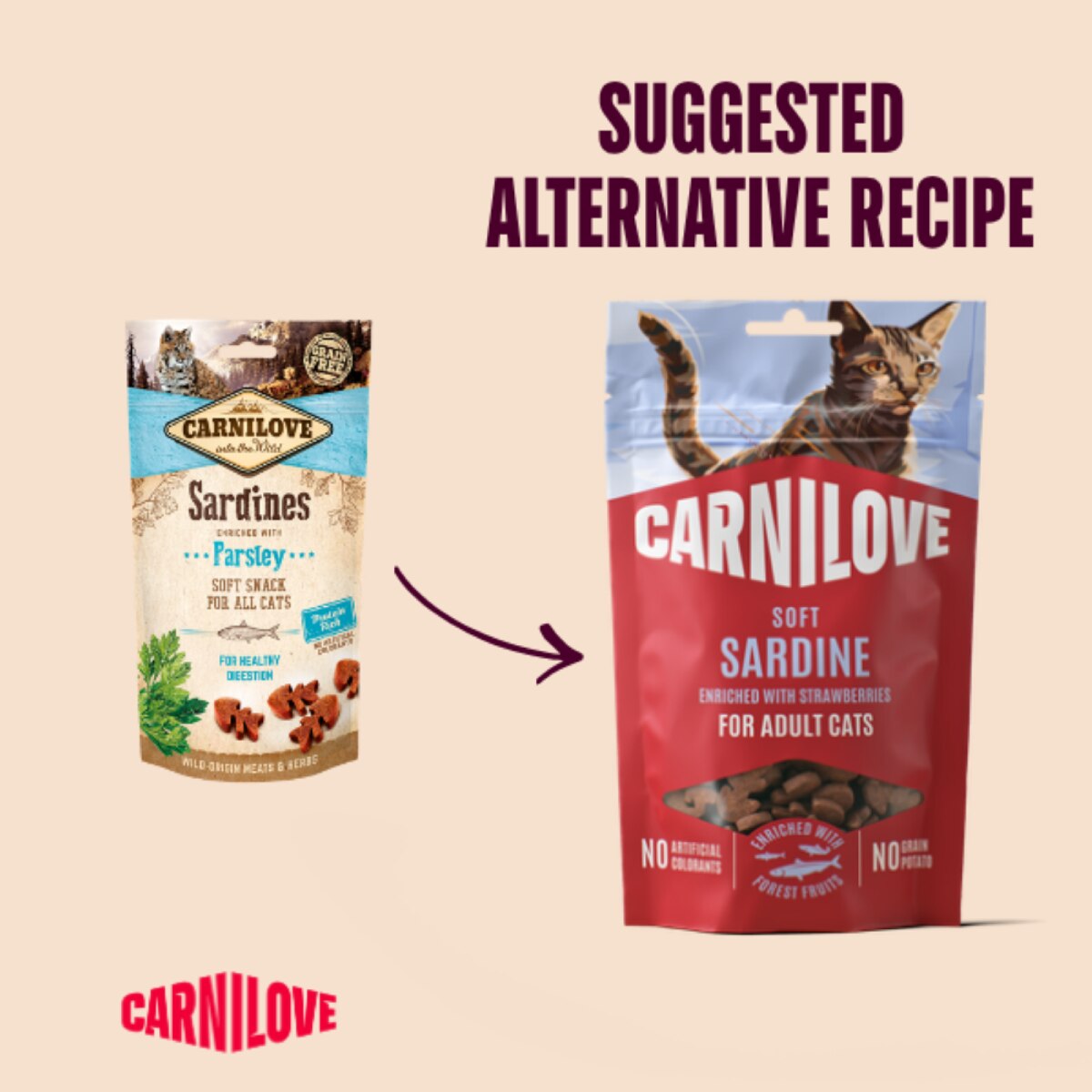 Carnilove Sardine with Strawberry Semi Moist Cat Treats - 50g
