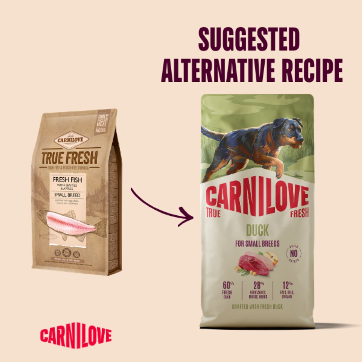 Carnilove True Fresh Duck Adult Small Breed Dry Dog Food - 4kg