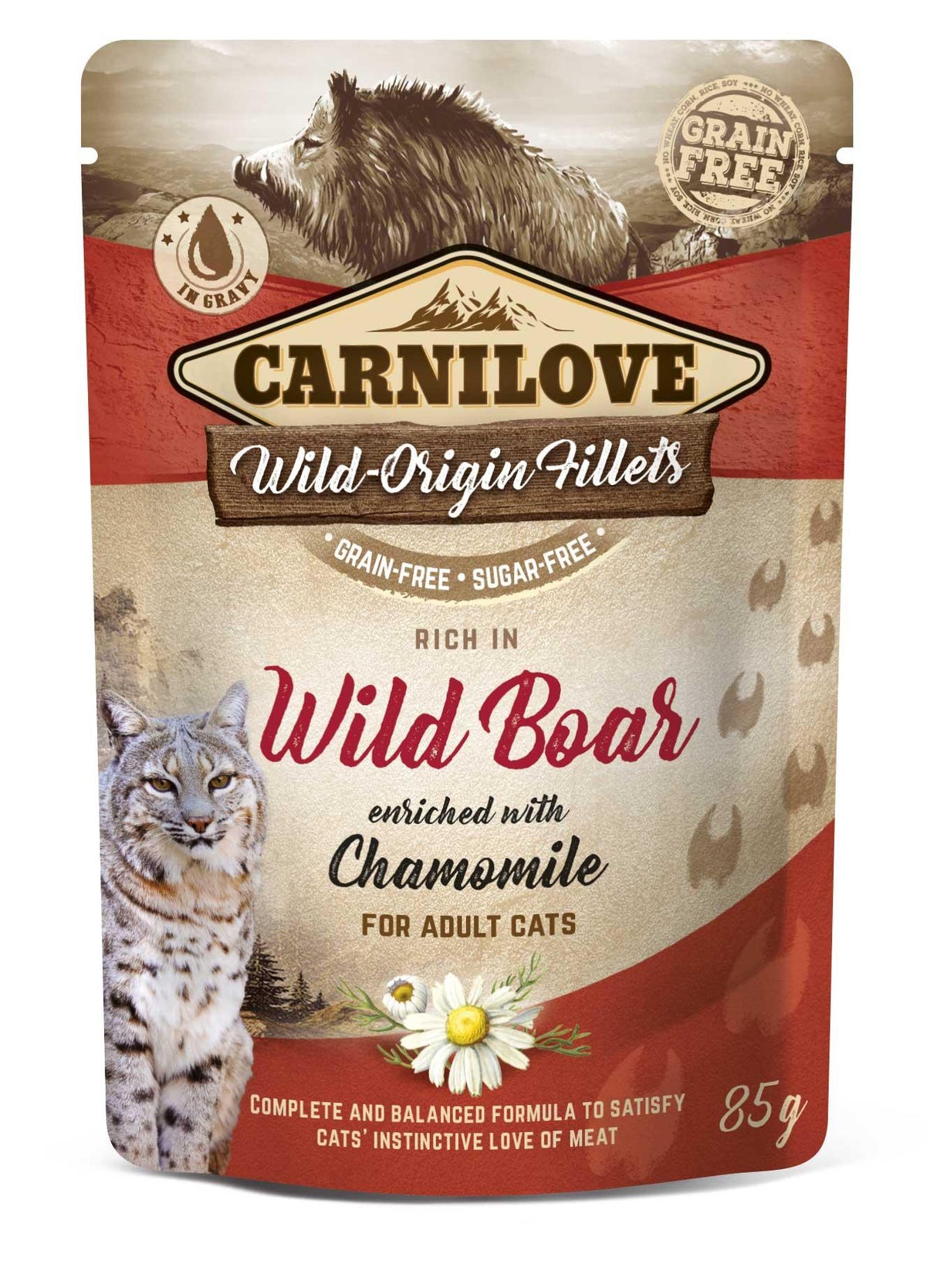 Carnilove Wild Boar with Chamomile Wet Cat Food Pouches - 24 x 85g