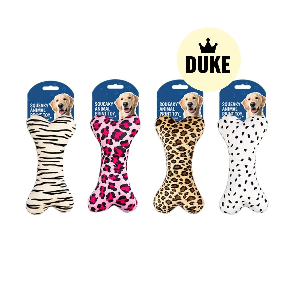 DUKE Animal Print Squeaky Dog Toy