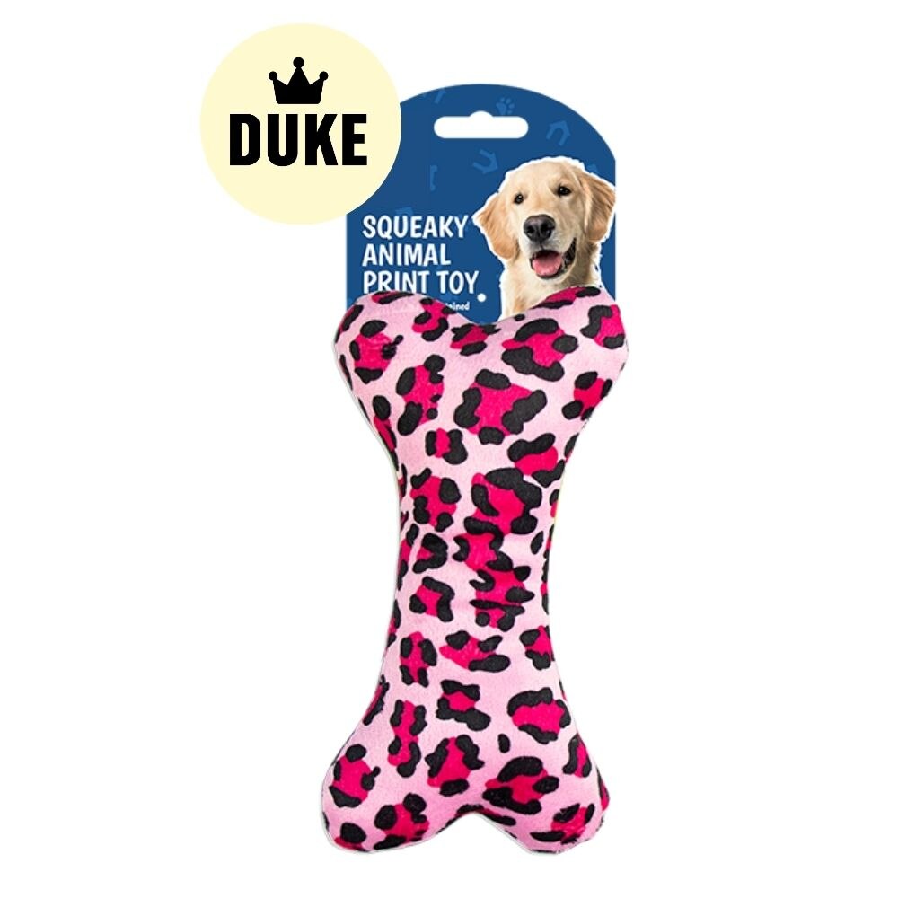 DUKE Animal Print Squeaky Dog Toy