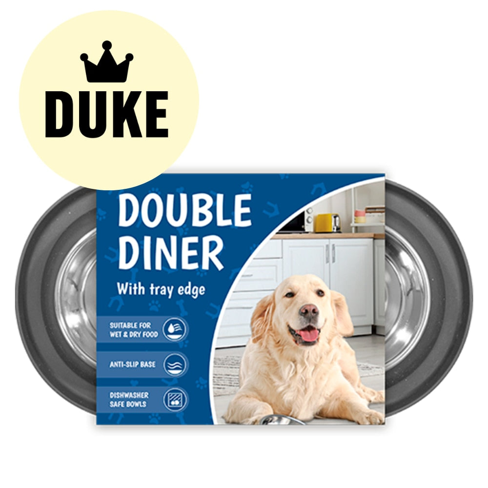 DUKE Double Dog Bowls Feeding Station With Silicone Base