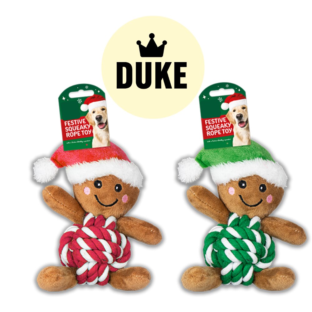 DUKE Gingerbread Man Rope Plush Dog Toy
