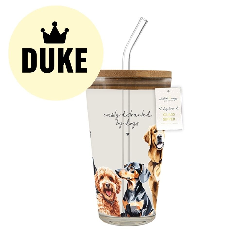 DUKE Glass Sipper with Straw  400ML