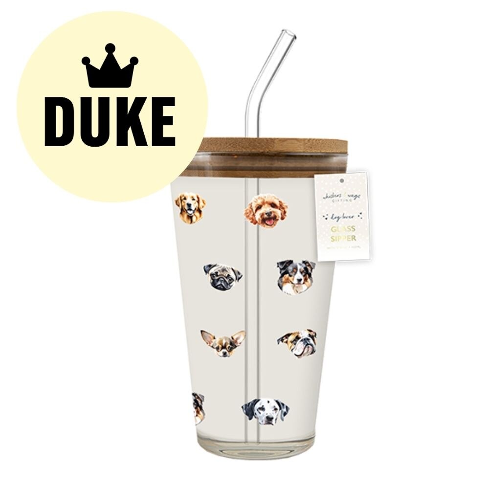 DUKE Glass Sipper with Straw  400ML
