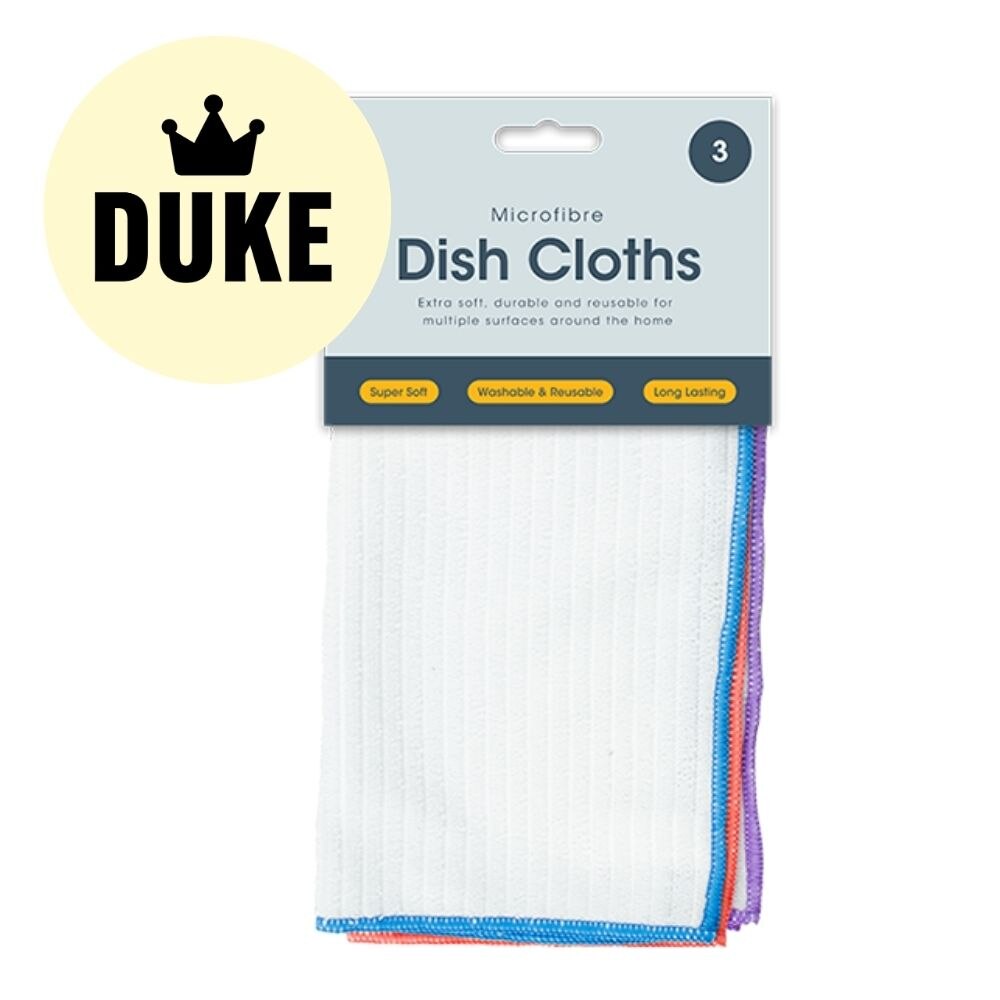 DUKE Microfibre Dish Cloths 3pk