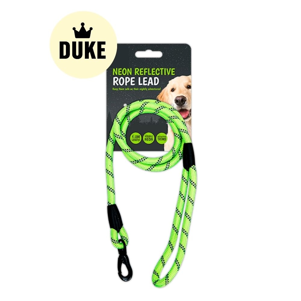 DUKE Neon Reflective Rope Lead 1.2 Metres