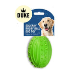 DUKE Rubber Squeaky Rugby Ball Dog Toy