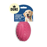 DUKE Rubber Squeaky Rugby Ball Dog Toy