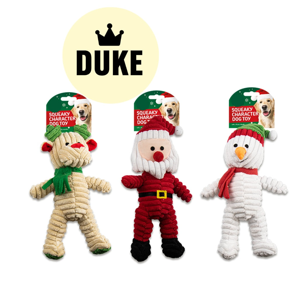 DUKE Squeaking Christmas Character Dog Toy