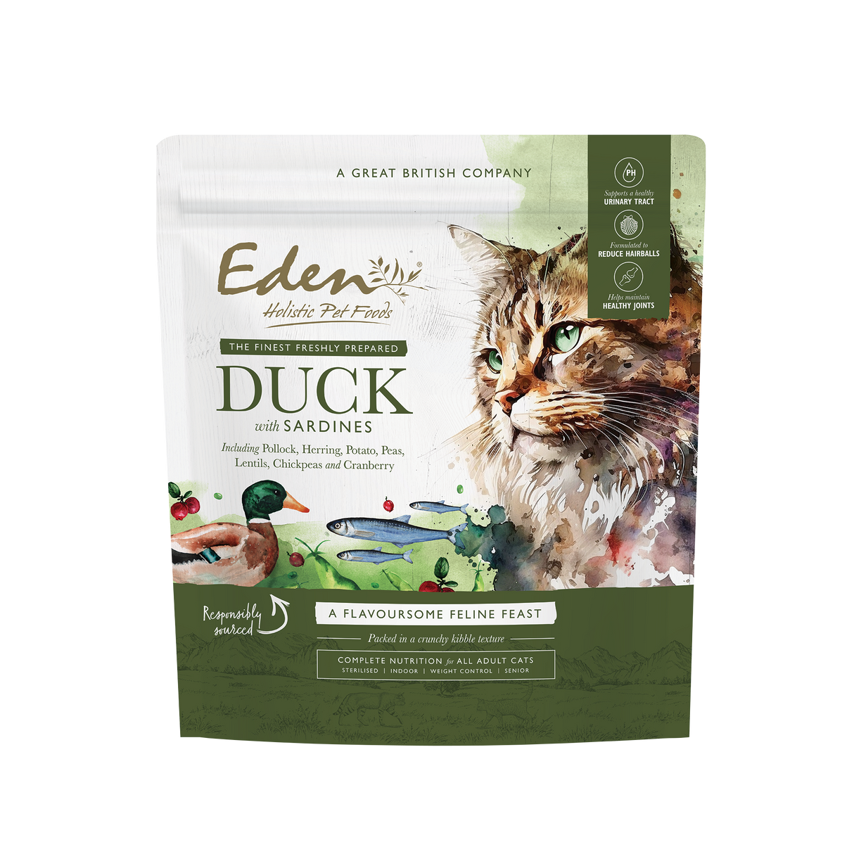 Eden Duck & Sardine Dry Adult Cat Food - 1.5kg