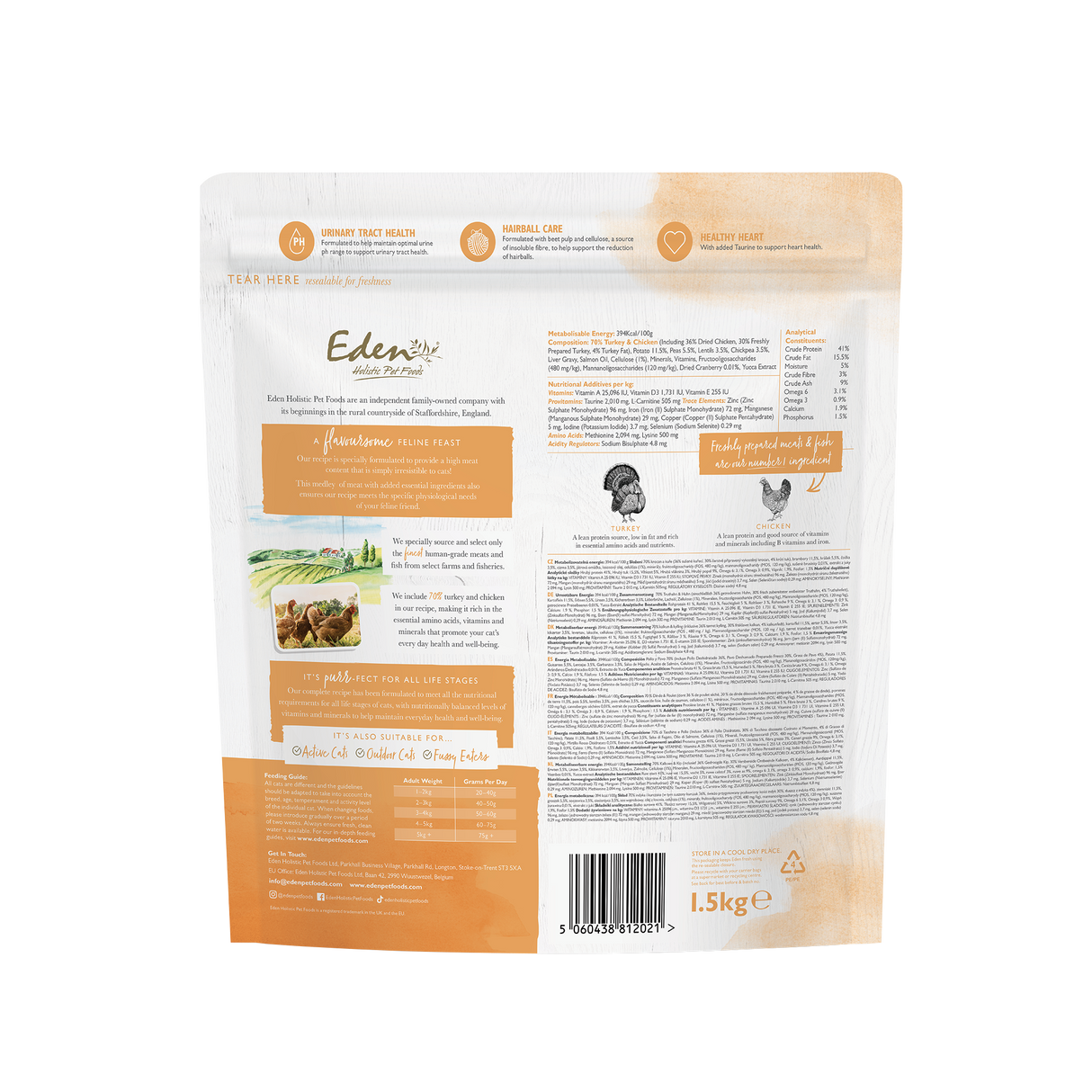 Eden Turkey & Chicken Dry Cat Food - 1.5kg