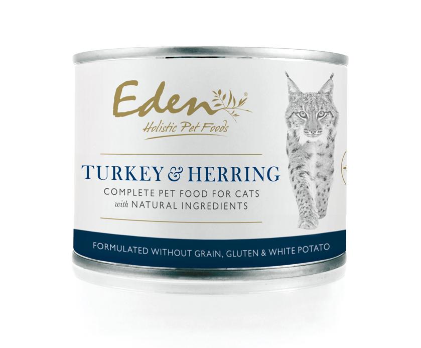 Eden Turkey and Herring Wet Cat Food Cans - 6 x 200g