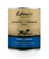 Eden Working and Sporting Turkey and Herring Wet Dog Food Cans