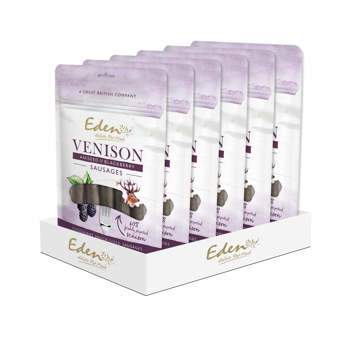 Eden Venison, Aniseed & Blackberry Sausage Dog Treats - 5 Pack
