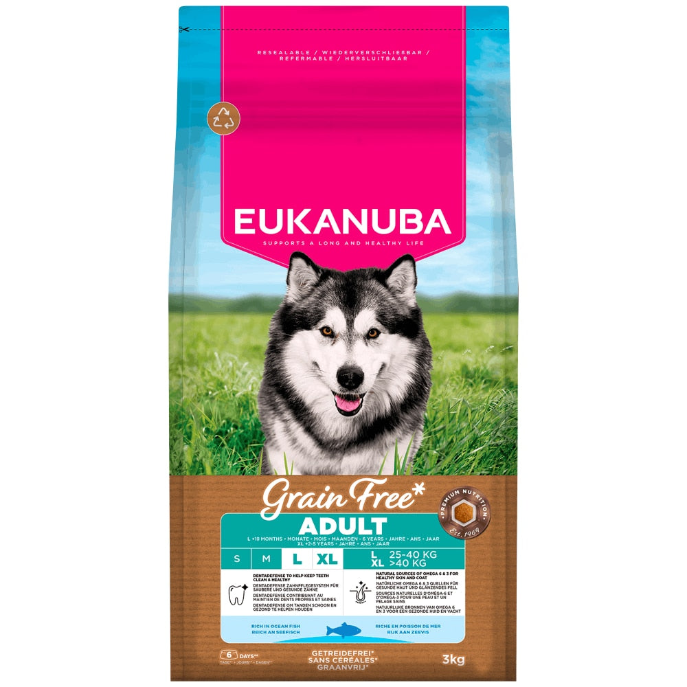 Eukanuba Grain Free Large Adult Dog Ocean Fish Dry Food - 3kg