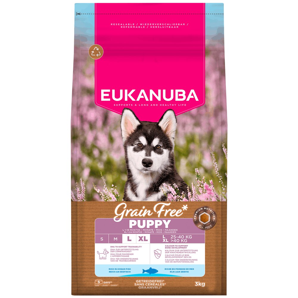 Eukanuba Grain Free Large Puppy Ocean Fish Dry Food - 3kg