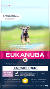 Eukanuba Grain Free Small/Medium Puppy Chicken Dry Food - 3kg