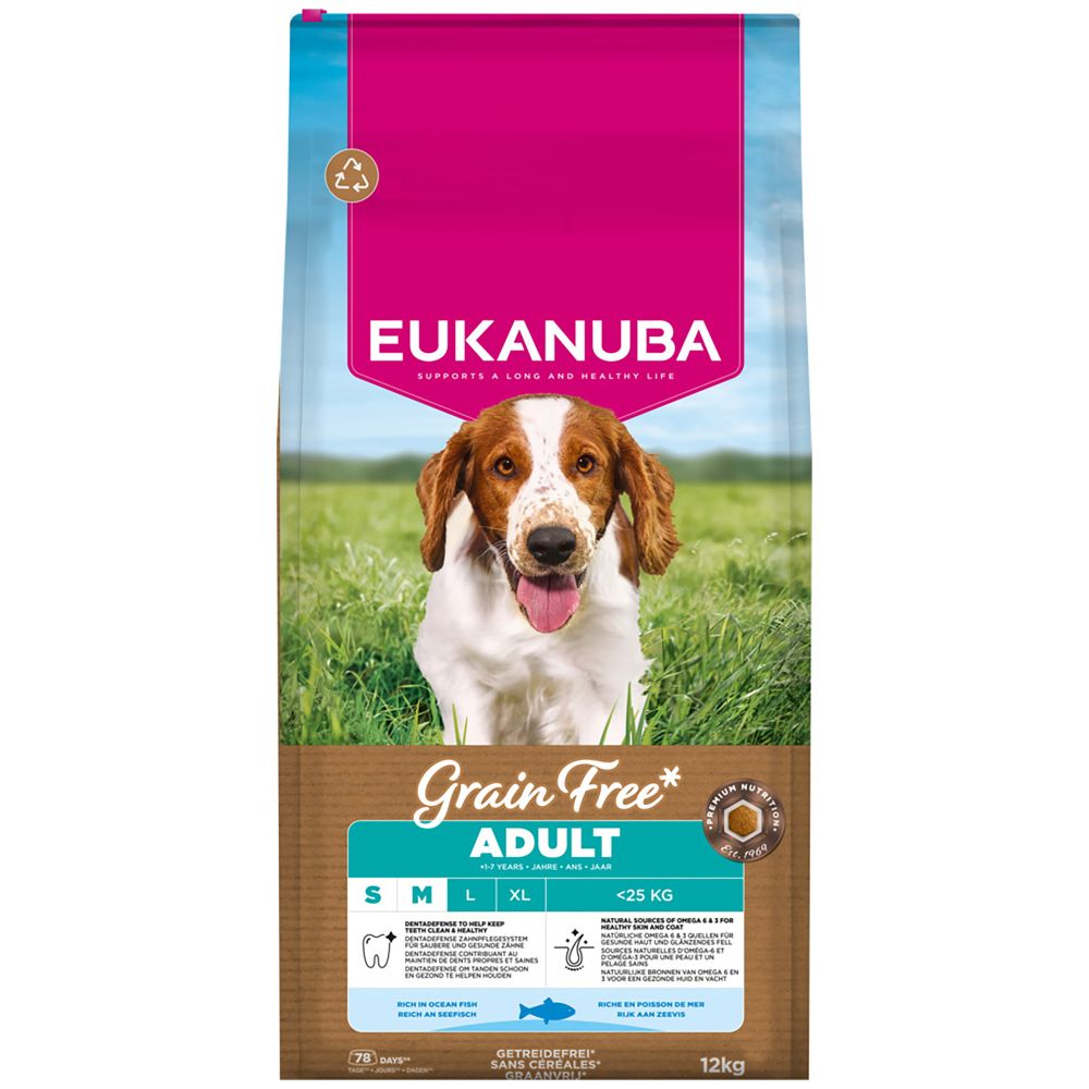 Eukanuba Grain Free Small/Medium Adult Dog Ocean Fish Dry Food - 12kg