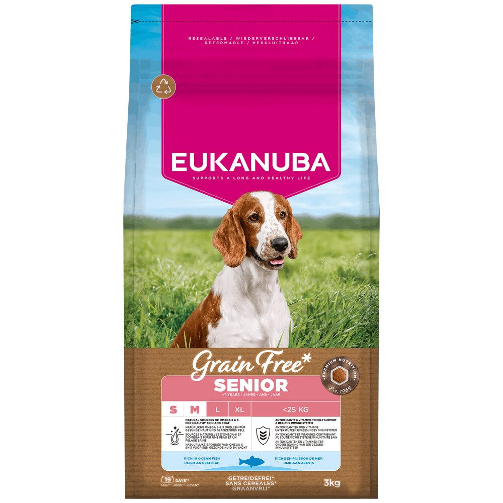 Eukanuba Grain Free Small/Medium Senior Dog Ocean Fish Dry Food - 3kg