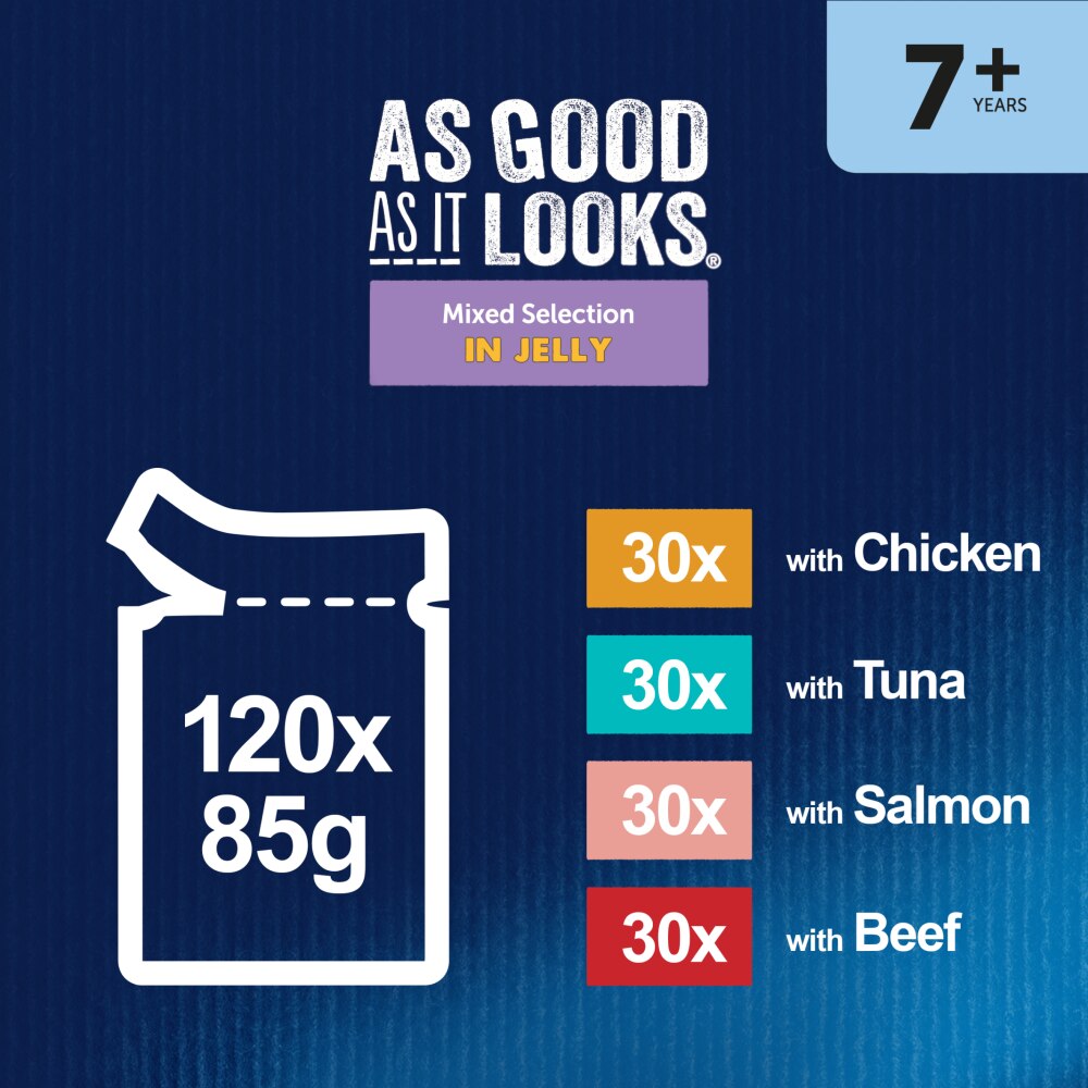 Felix As Good As it Looks Senior 7+ Mixed in Jelly Wet Cat Food - 120 x 85g