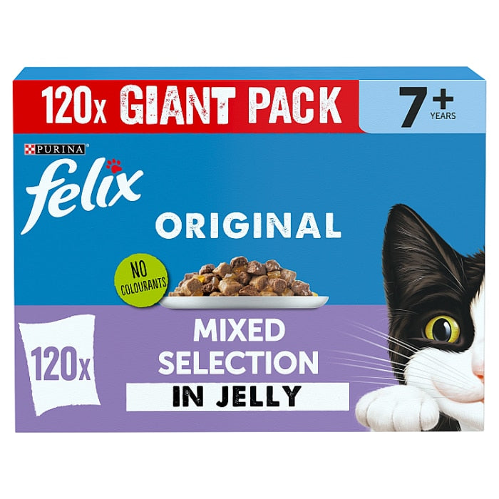 Felix Original Senior 7+  Mixed Selection Wet Cat Food in Jelly - 120x85g