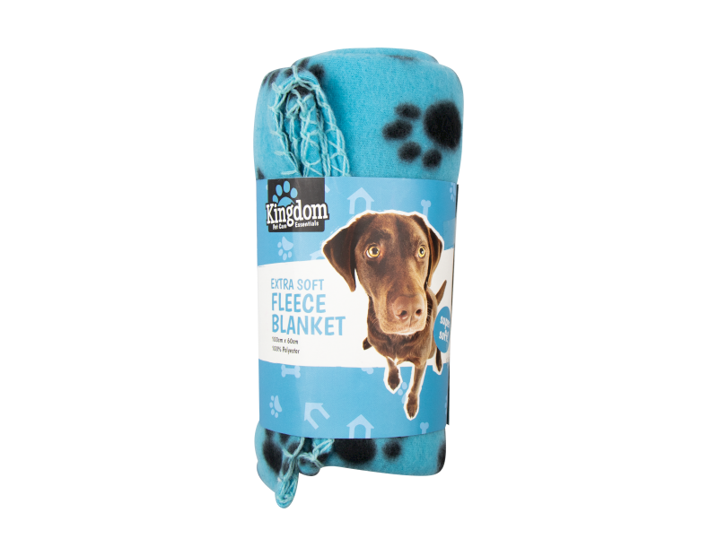 DUKE Fleece Paw Print Pet Blanket - 60cm x 100cm