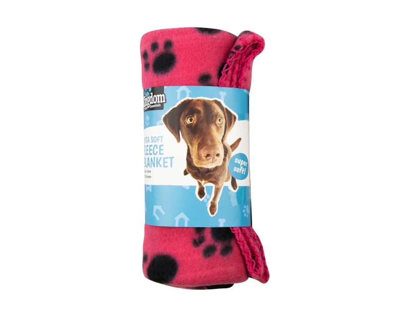 DUKE Fleece Paw Print Pet Blanket - 60cm x 100cm