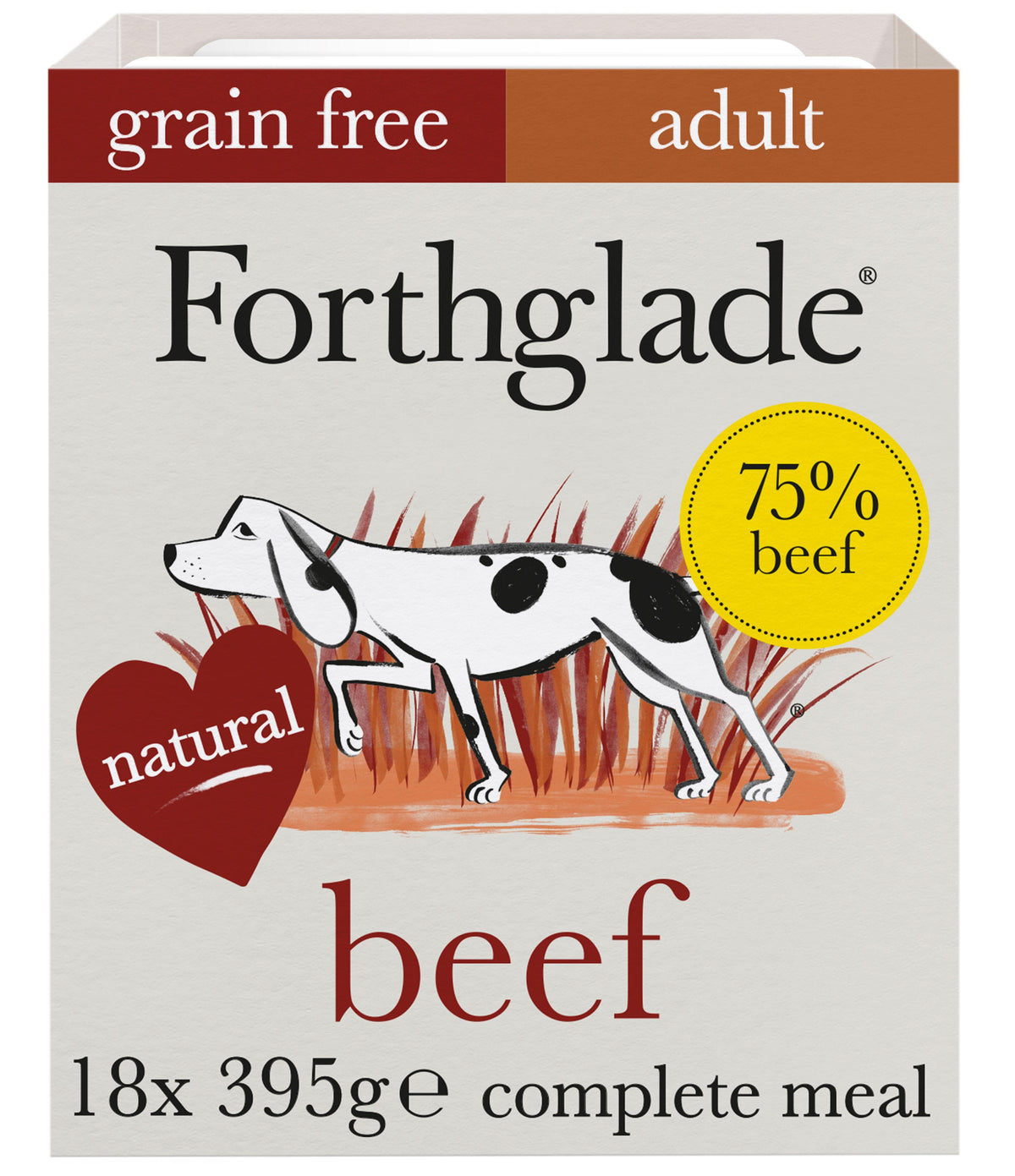 Forthglade Complete Adult Grain Free Beef & Sweet Potato Wet Dog Food - 18 x 395g