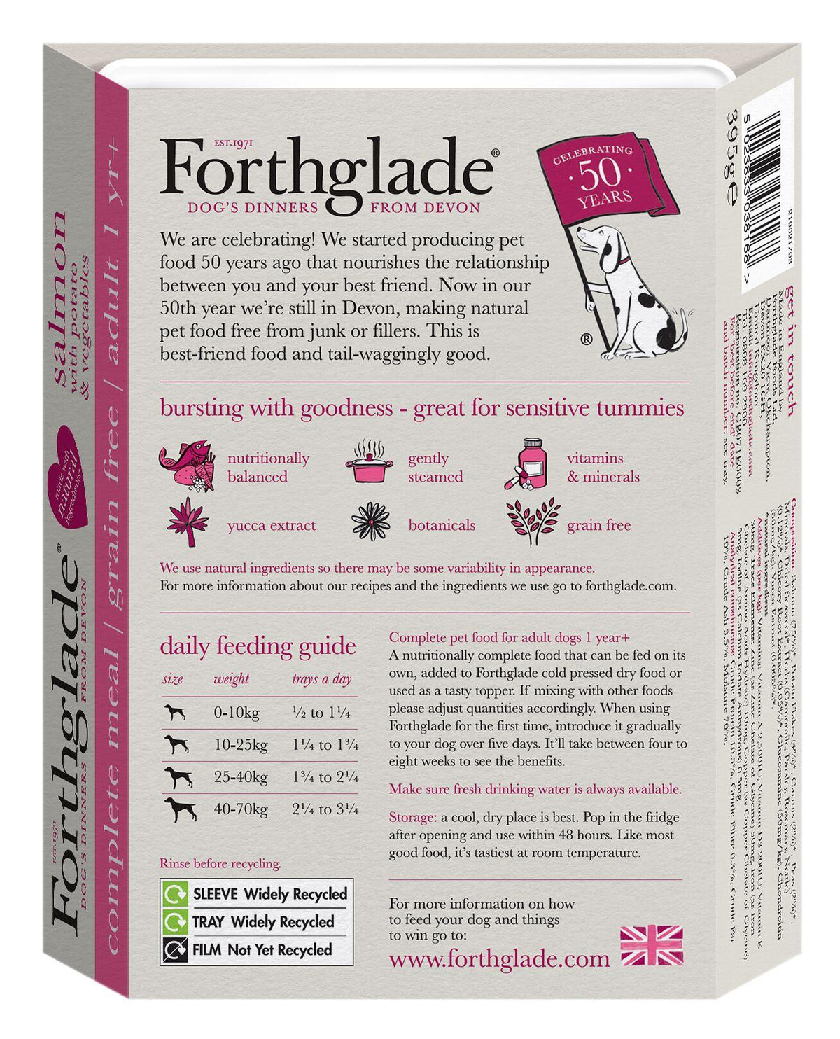 Forthglade Complete Adult Salmon & Veg, Grain Free Dog Food - 18 x 395G