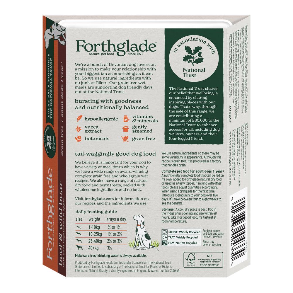 Forthglade Gourmet Grain Free Beef & Wild Boar Wet Dog Food Trays - 7 x 395g