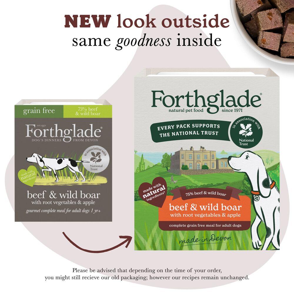 Forthglade Gourmet Grain Free Beef & Wild Boar Wet Dog Food Trays - 7 x 395g