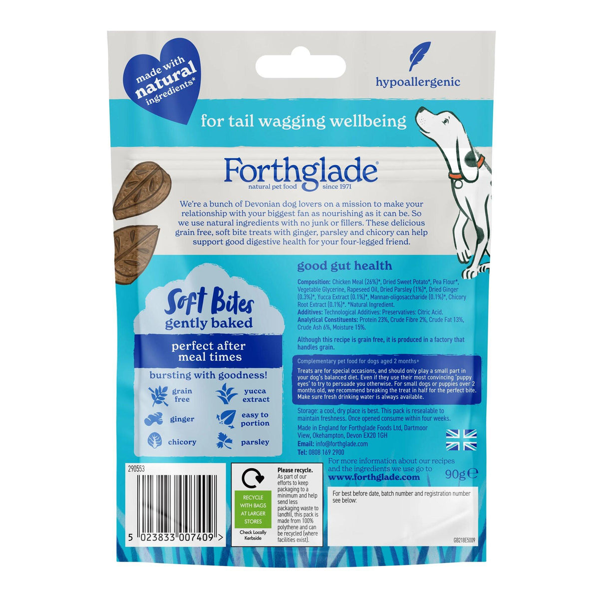 Forthglade Functional Natural Soft Bites Digestive Health Dog Treats - 90g