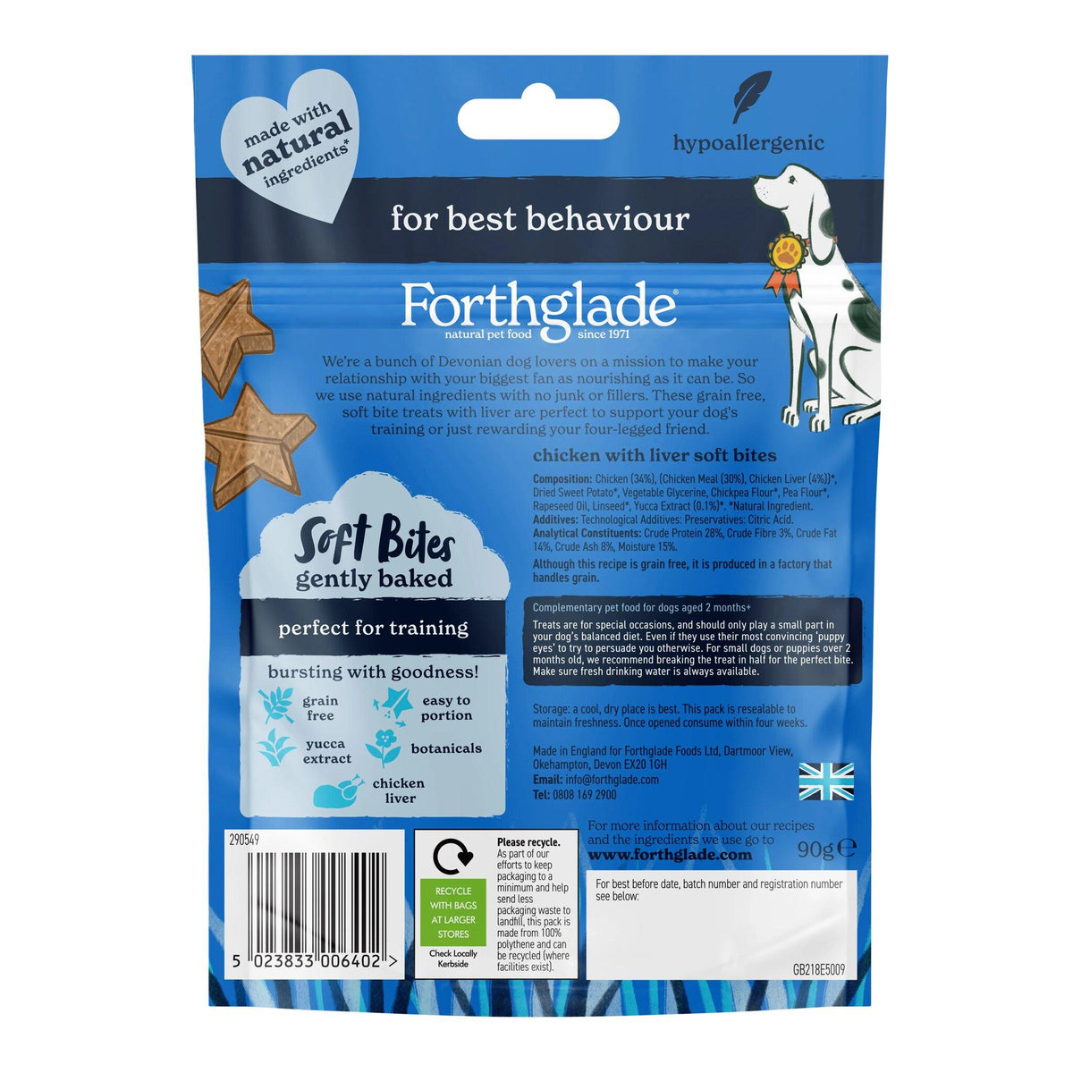 Forthglade Grain-Free Functional Training Soft Bite Dog Treats - 90g
