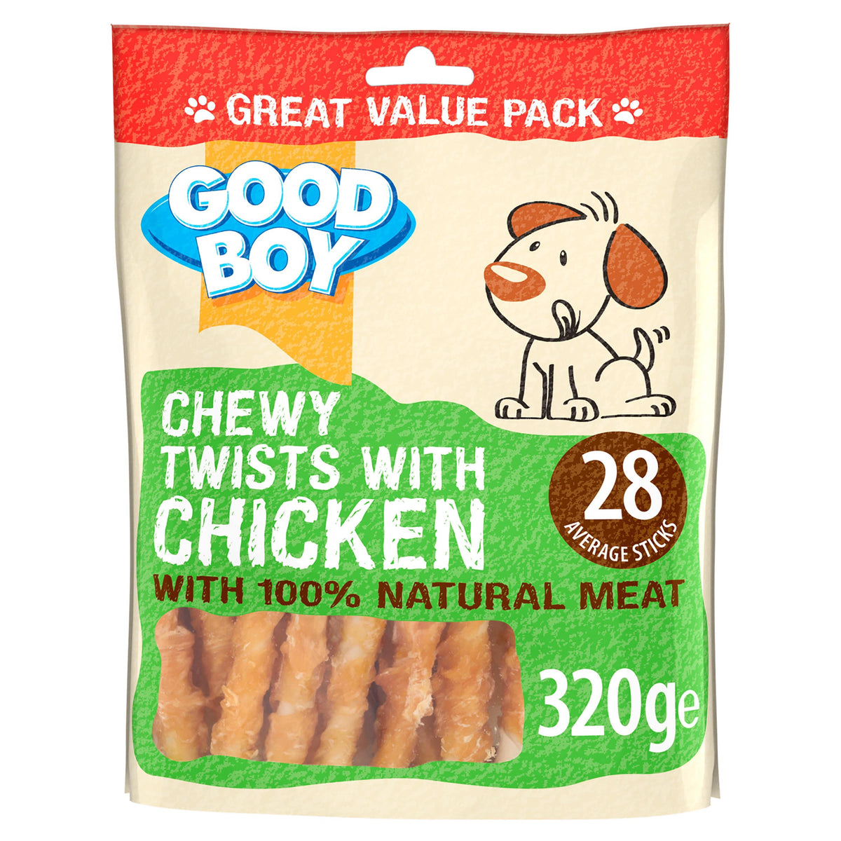 Good Boy Chewy Twists with Chicken Dog Treats - 320g