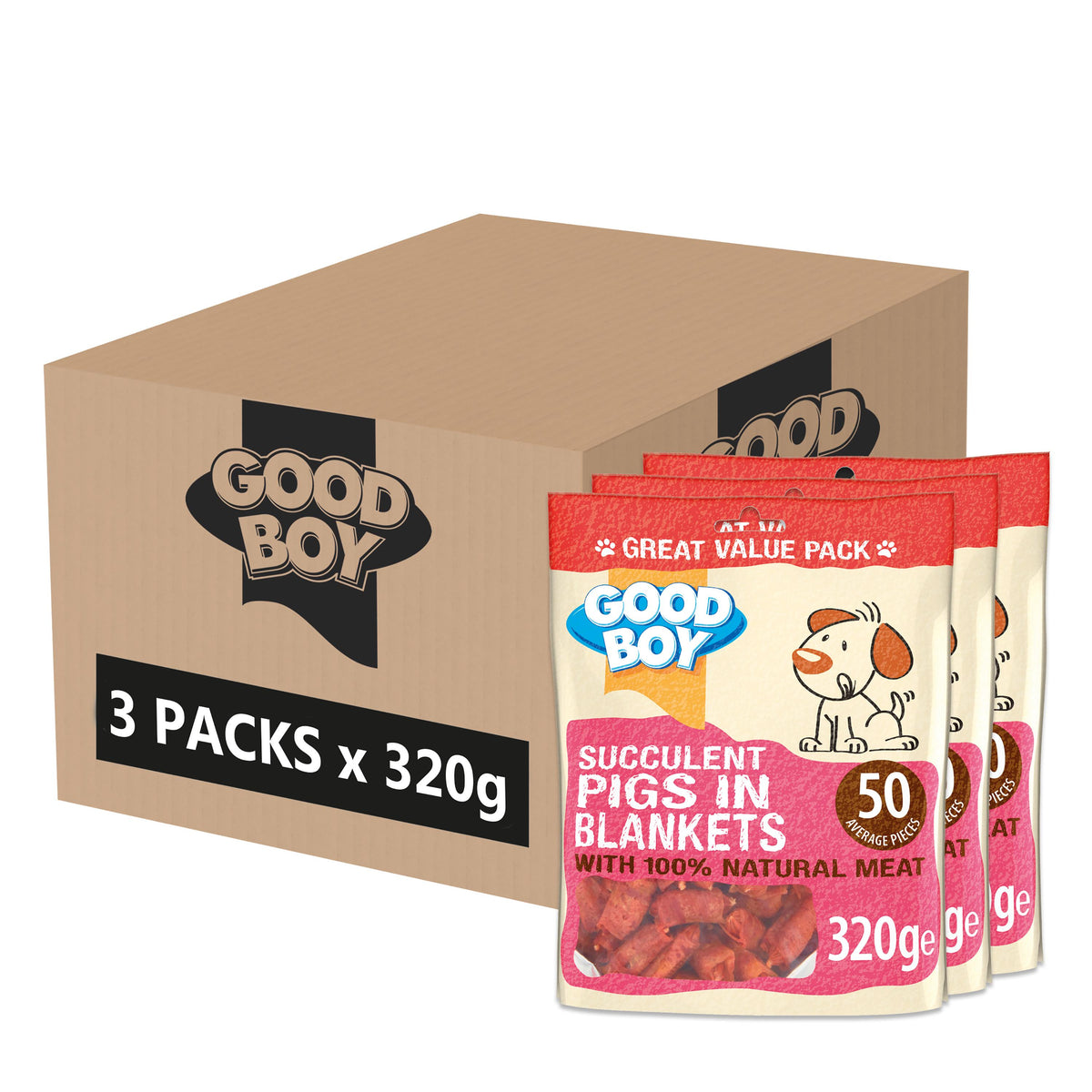 Good Boy Pigs in Blankets Dog Treats - 3 x 320g