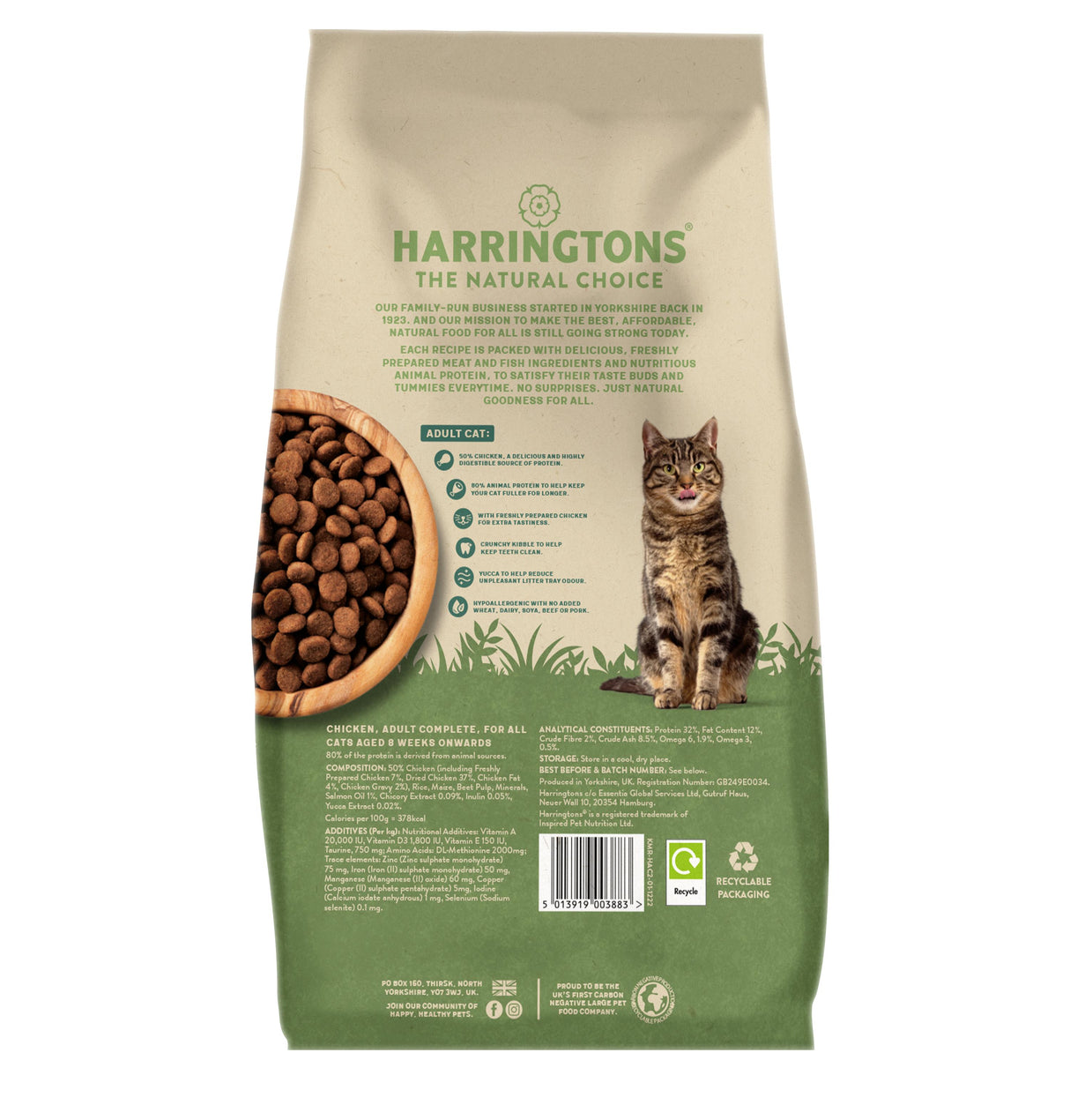 Harringtons Chicken Dry Cat Food - 2kg