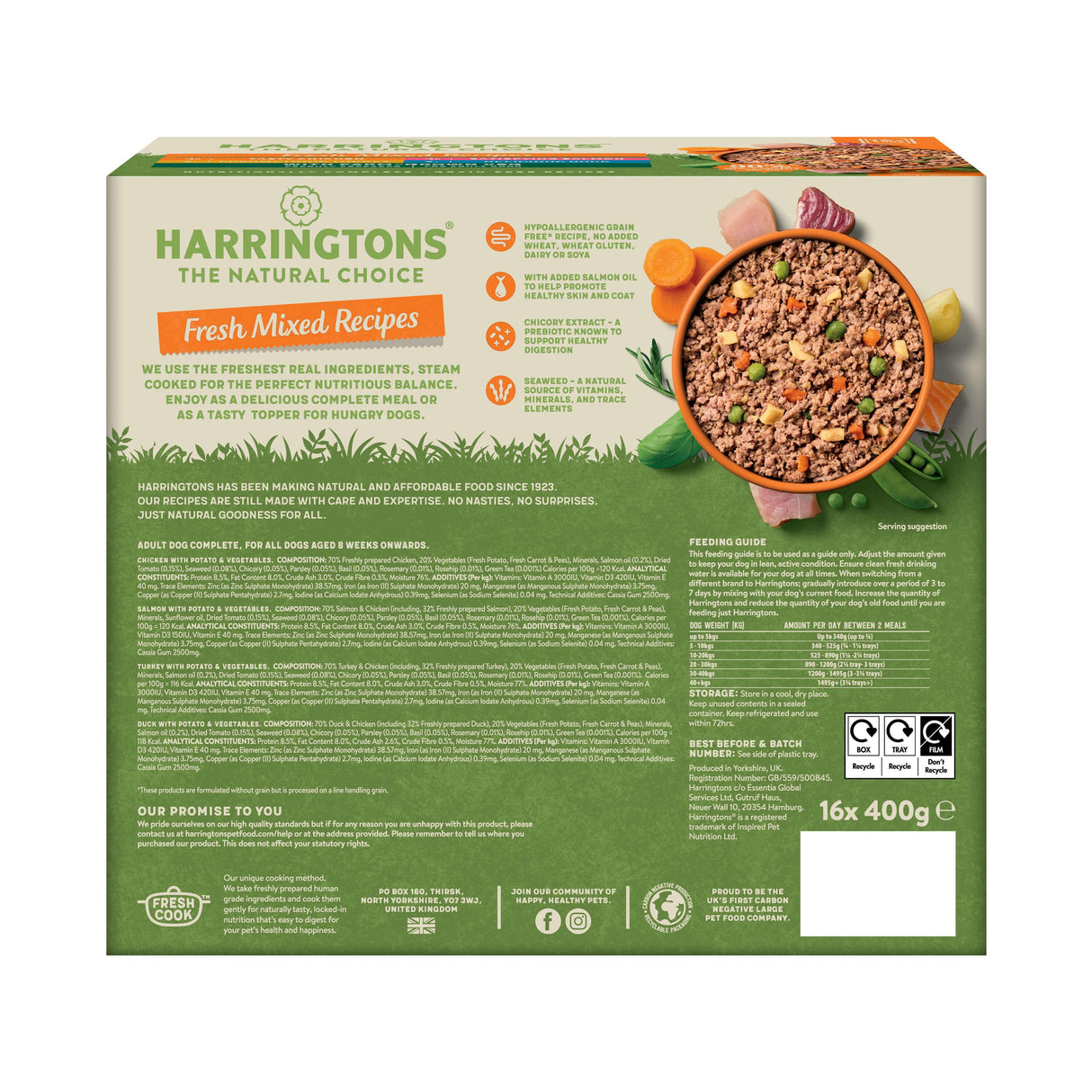 Harringtons Grain Free Adult Mixed Flavour Wet Dog Food Bumper Pack - 16x400g