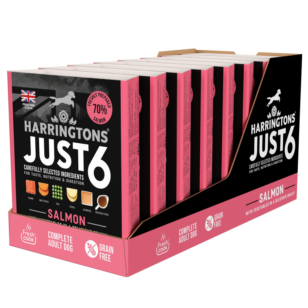 Harringtons Grain Free Just 6 Salmon Wet Dog Food - 8x380g