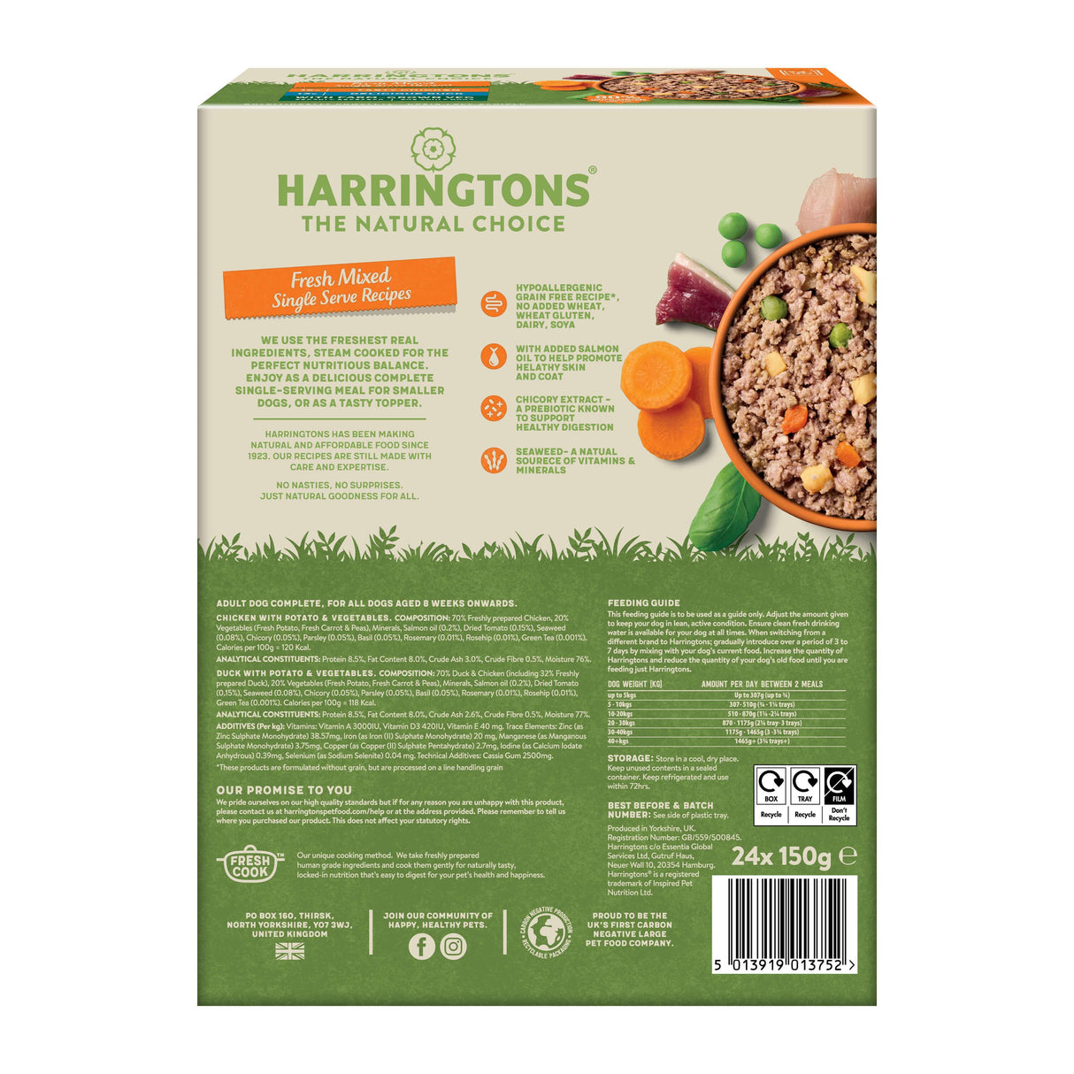 Harringtons Grain Free Mixed Flavour Wet Dog Food Bumper Pack - 24x150g