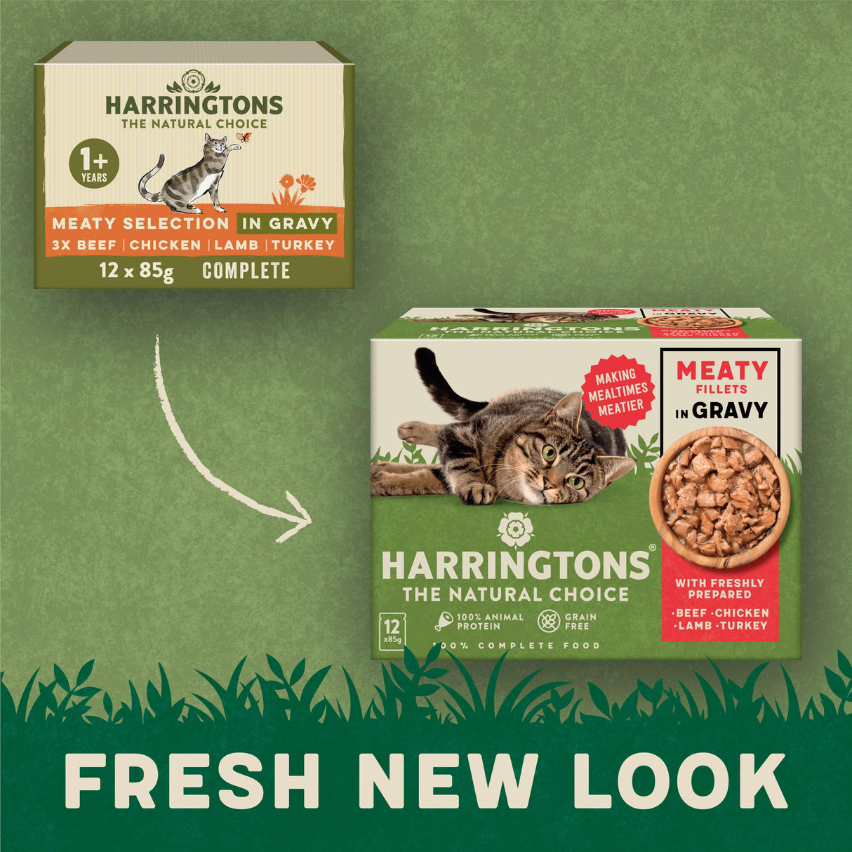 Harringtons Grain Free Wet Cat Food Meat in Gravy  - 12x85g