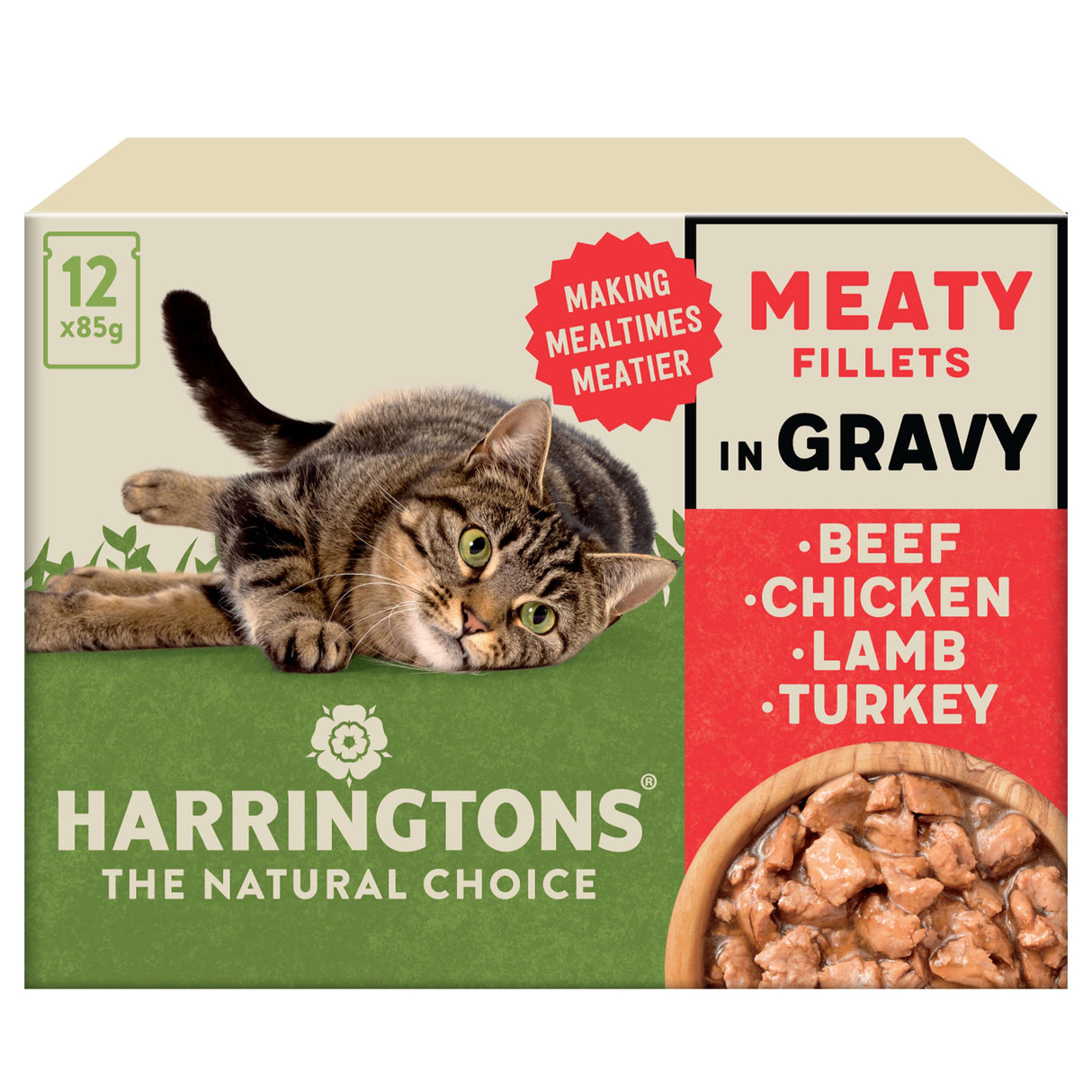 Harringtons Grain Free Wet Cat Food Meat in Gravy  - 12x85g