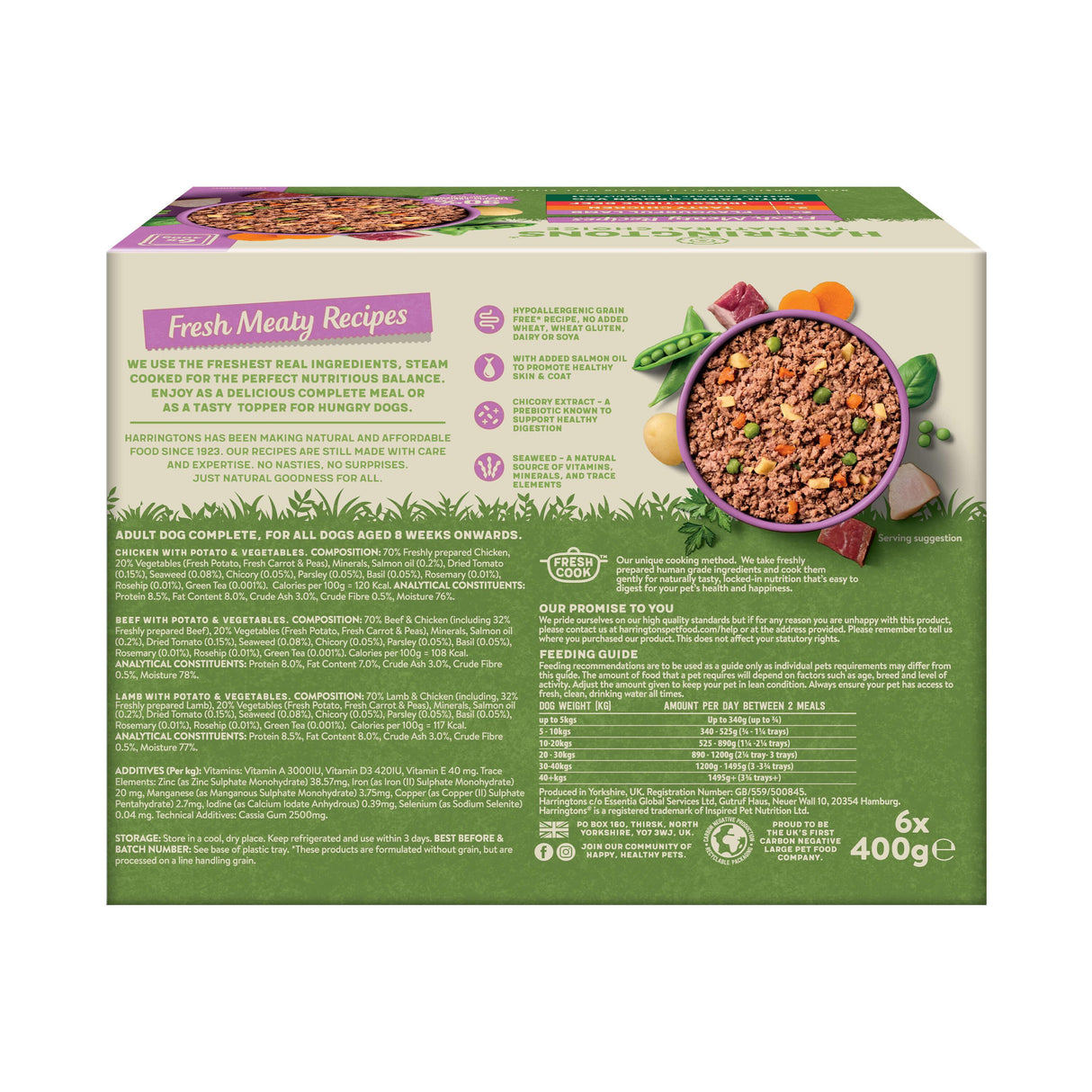 Harringtons Grain Free Mixed Meaty Pack Wet Dog Food - 6 x 400g