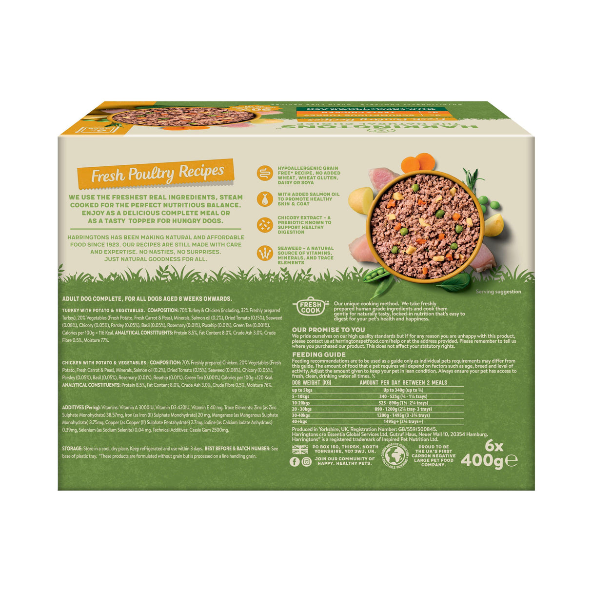 Harringtons Grain Free Wet Dog Food Mixed Poultry Pack - 6x400g