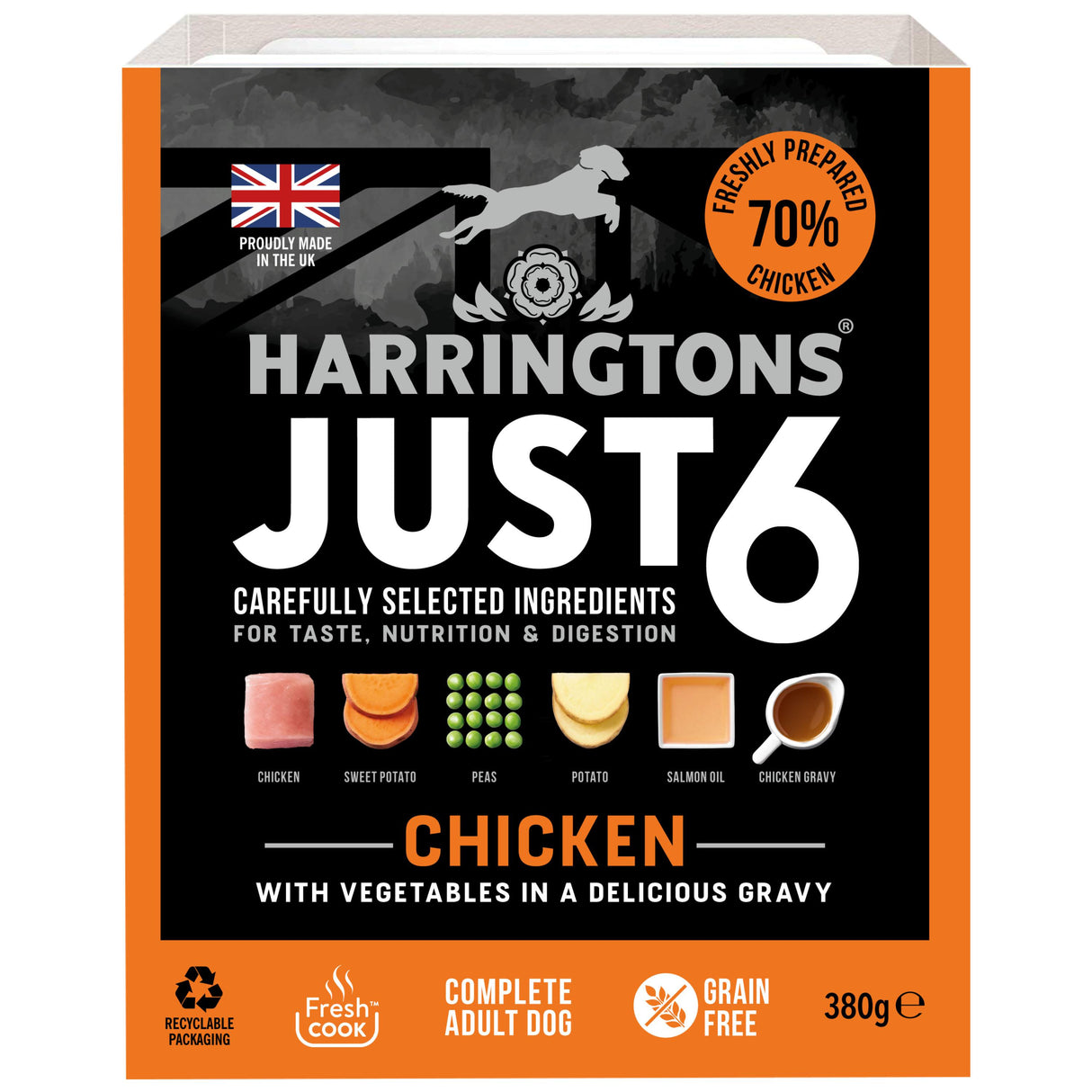 Harringtons Just 6 Grain Free Wet Chicken Dog Food - 8 x 380g