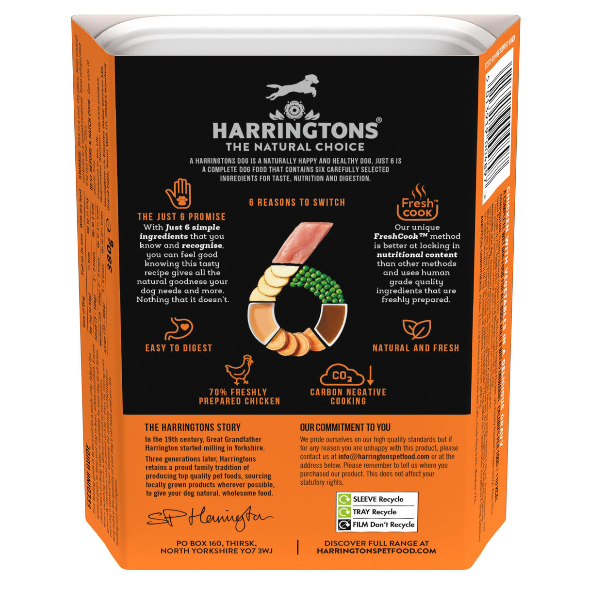 Harringtons Just 6 Grain Free Wet Chicken Dog Food - 8 x 380g