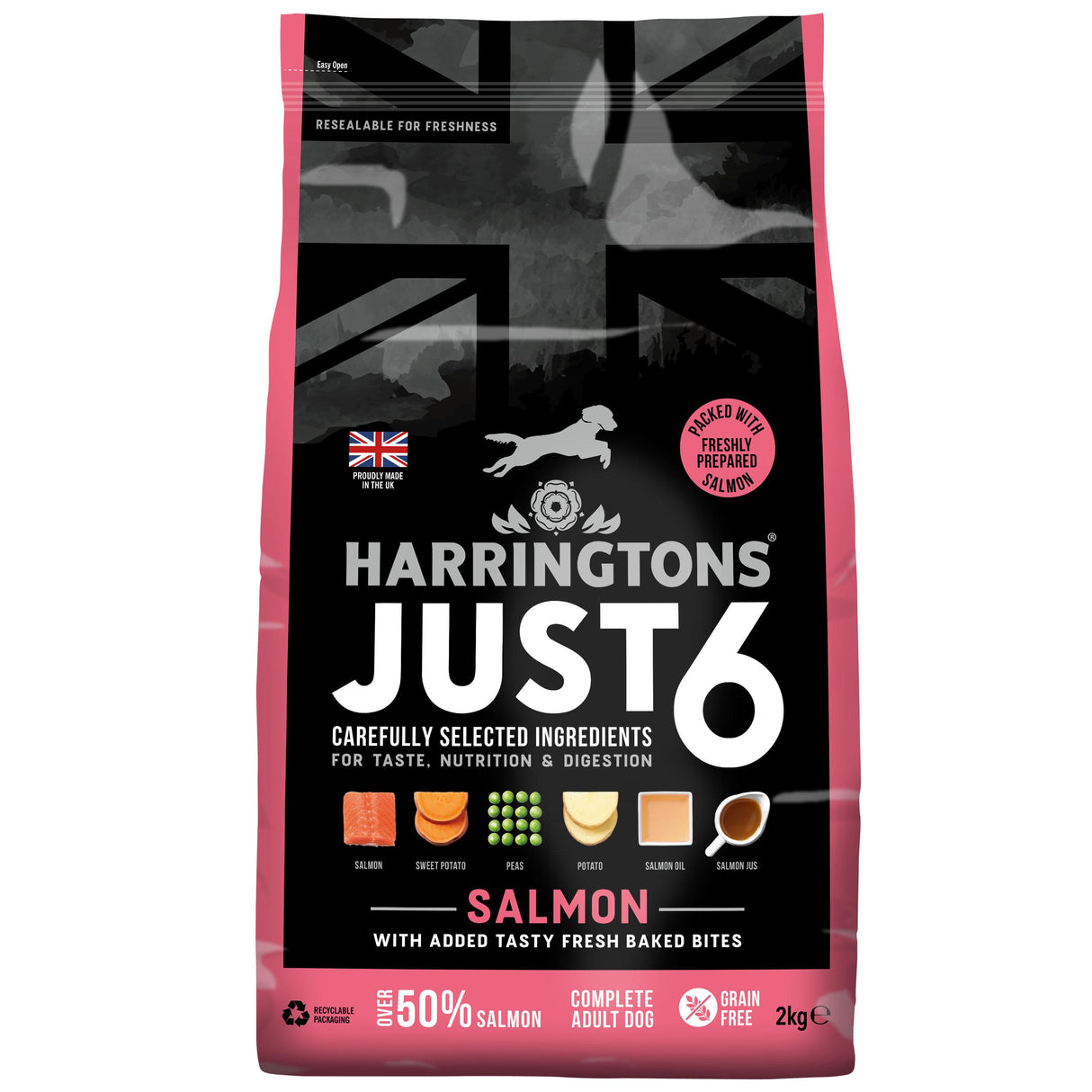 Harringtons Just 6 Salmon & Sweet Potato Dry Dog Food - 2kg
