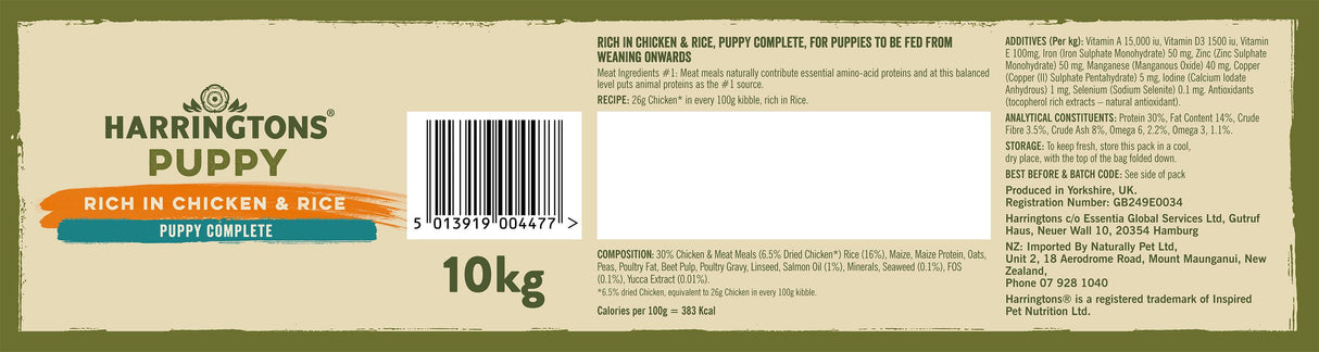 Harringtons Puppy Chicken Dry Dog Food - 10kg